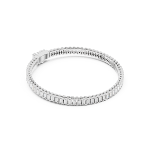 Exquisita Pulsera de Tenis con Diamantes de Laboratorio en Baguette, Chapada en Oro Blanco de 18K y Rodio, Joyería de Lujo Unisex para Aniversario, Brillante para Bodas - Product Image 4