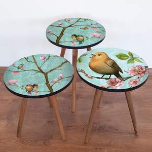 Table d'appoint de salon moderne écologique fabriquée à la main en forme de cercle pour l'intérieur Top 3 pieds autocollant émail pour l'intérieur fabriquée à la main - Product Image 2