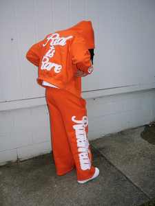 Pantalon de survêtement ample à jambes larges et à fermeture éclair intégrale en coton 100% poids lourd, personnalisé, ensemble sweat-shirt et pantalon de survêtement - Product Image 5