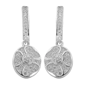 Boucles d'oreilles pendantes florales en argent 925 pour femmes, boucles d'oreilles à la mode - Product Image 3