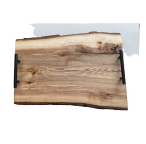 Precio al por mayor Bandeja de madera de acacia natural con mango de metal Bandeja de servicio de madera natural para el hogar Hotel Cena Ware Bandeja de servicio - Product Image 1