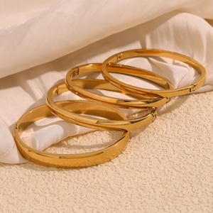 Nuovo Bracciale 2025 in Acciaio Inossidabile 316L Placcato <span class=keywords><strong>Oro</strong></span> 18k Super Lucido con Cerniera Ipoallergenico Semplice Curvo 4/5/6/8mm Gioielli - Product Image 1