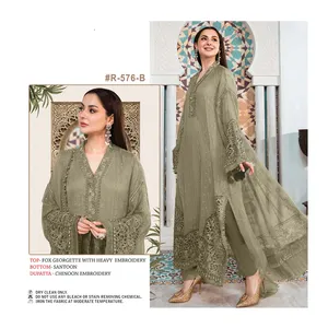 Articoli per feste in materiale Semi cucito di migliore qualità formato gratuito per tutte le stagioni vestito pakistano Salwar Kameez in vendita