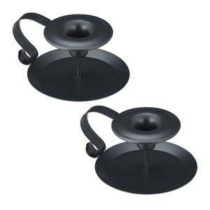 Portavelas cónico de hierro de moda, decoraciones de diseño de Halloween de otoño negro, accesorios artesanales de esqueleto - Product Image 1