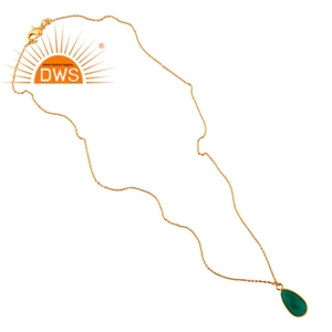 Vente chaude 18K Plaqué Or Naturel Vert Onyx Gemme Pendentif Collier Bijoux Personnalisés Pour Les Femmes Cadeau Pour Elle - Product Image 2