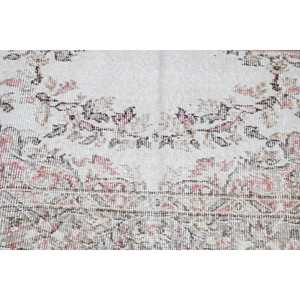 Alfombra vintage de 2x3.6 pies (60x110 cm), alfombra turca abstracta blanca - Product Image 5