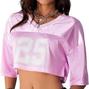 Camiseta de fútbol americano con estampado personalizado de talla grande para mujer, Camiseta corta transpirable de verano de manga corta, uniforme de sublimación OEM - Product Image 4
