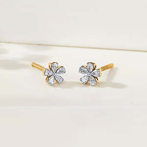 Pendientes de Diamantes en Oro Amarillo Floret Radiance para Mujer - Product Image 1