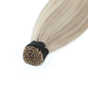 ผมต่อแบบ I-Tip เรมี่ แท้จากรัสเซีย แบบตรงและแบบลอนลึก # 18b/1001 สีบลอนด์มุกผสมสีน้ำตาลเข้ม - Product Image 3