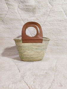 French Market Medium Size Handmade Palm Leaf <b>Straw</b> <b>Basket</b> Woven Beach Bag Two Bohemian Embroidery Beading Open Embellished - Product Image 2