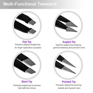 Pinzas de cejas extremadamente duraderas con punta inclinada para una perfecta definición y modelado de cejas - Product Image 4