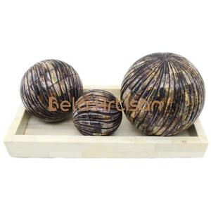 Boules décoratives en mosaïque de résine, disponibles dans toutes les tailles et couleurs, boules de décoration pour la maison, sculpture décorative en os incrusté - Product Image 5