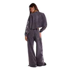 Conjunto Deportivo de Invierno para Mujer, Estilo Urbano, con Capucha, Serigrafía de Alta Calidad, 100% Algodón, Lavado Ácido Vintage, Personalizable - Product Image 2