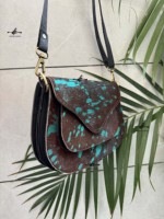 Tas Selempang Kulit Metalik Terbaru Gaya Gypsy Boho Kulit Asli Vintage Buatan Tangan Gaya Barat Multifungsi