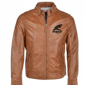 แจ็คเก็ตหนังแท้ดีไซน์เฉพาะตัว สีสั่งทำพิเศษ สำหรับผู้ชาย หนังวัวแท้ แขนยาว แฟชั่น แจ็คเก็ตสไตล์ไบค์เกอร์ - Product Image 1