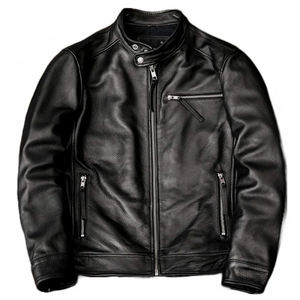Veste en cuir véritable pour homme à bas prix, taille plus, décontractée, hiver, logo sur le devant, respirante, coupe-vent, fabriquée au Pakistan - Product Image 1
