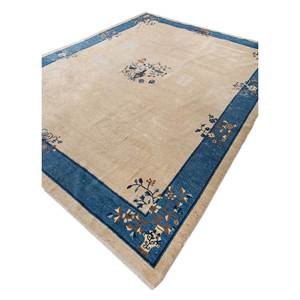 พรมขนสัตว์ถักมือสีเบจและสีน้ำตาลลายดอกไม้สำหรับตกแต่งห้องนั่งเล่นวัยรุ่นหรือทางเดิน ขนาดใหญ่-Pae-5514 - Product Image 2