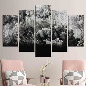Décoration murale élégante et moderne en verre trempé imprimé sur toile, lot de 5 toiles assorties - Product Image 1