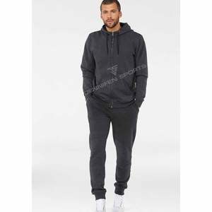 Survêtement d'hiver pour homme, personnalisé, de haute qualité, 100% coton, tissu polaire, grande taille, logo personnalisé, fermeture éclair, capuche, cordon de serrage - Product Image 3