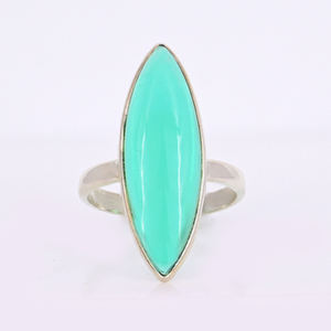 Anillo de Plata de Ley 925 Más Vendido para Mujer, Fluorita Verde Cuarzo de 10x30 mm, Engaste de Bisel Marquesa, Estilo Vintage, Hecho a Mano, Rodio - Product Image 1