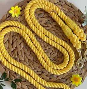 Yellow Cotton Rope <b>Dog</b> <b>Lead</b>: Multi-Way <b>Double</b> <b>Ended</b> Leash - Product Image 1
