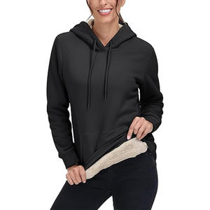 Sweat à capuche uni personnalisé à épaules décontractées avec cordon de serrage Sweats à capuche décontractés pour femmes - Product Image 3