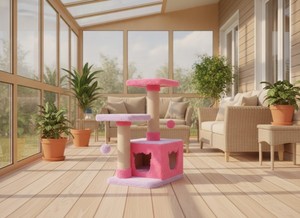 High-quality Premium Amistar Nastenka 3-<b>Level</b> 75cm Eco-Friendly Cat Tree for Cats and Kittens of All Ages and Sizes - Product Image 6