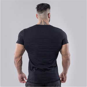 Wholesale Premium 100% Cotton Knitted <b>T</b>-<b>Shirt</b> for Boys <b>Oversized</b> <b>V</b>-<b>Neck</b> Fit with Custom Logo Design Embroidery for Bodybuilders - Product Image 3