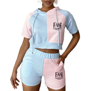 Conjunto Deportivo de Verano para Mujer, Talla Grande, Informal, con Capucha, Ecológico, de Secado Rápido, 100% Algodón, con Forro de Tela Personalizable - Product Image 1