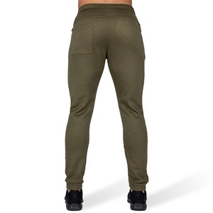 Pantalon de jogging pour homme en coton et polyester, coupe slim, uni, avec poche zippée, taille haute, pour la salle de sport, vente en gros - Product Image 2