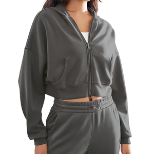 Nouveau sweat-shirt décontracté tendance streetwear à épaules tombantes, respirant, écologique, en tricot, sweat-shirt court pour femmes - Product Image 6