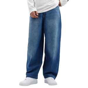 Streetwear Stack Denim Pants Cotton Baggy Stacked Jeans <b>Men</b> Long Straight Pants Washed Wide Leg <b>Trousers</b> for <b>Men's</b> Baggy Jeans - Product Image 1