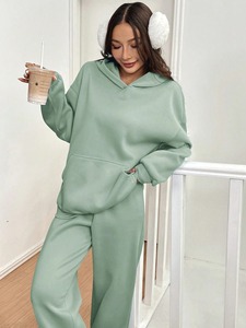 Ventes chaudes, survêtement pour homme en molleton de coton 100%, uni, manches longues, poches latérales, surdimensionné, streetwear d'hiver - Product Image 5