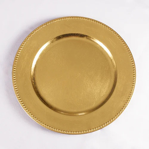 Plaque de chargement de finition en or plaques de chargement en métal décoration de mariage nouveau Design plaques de Service rondes de finition uniques - Product Image 1
