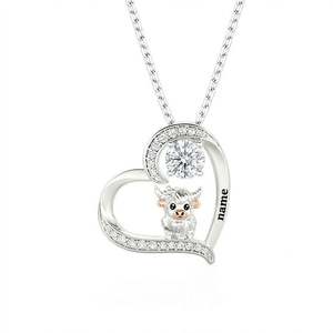 Collar Jeulia personalizado con forma de corazón de vaca de las Tierras Altas y piedra de nacimiento grabada, regalo para ella - Product Image 6