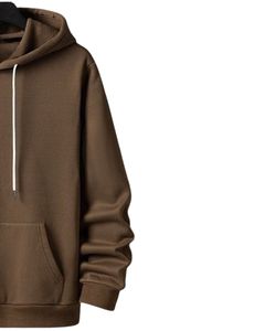 <b>Brown</b> Solid Color Hoodie Unisex Soft <b>Fleece</b> Pullover With Kangaroo Pocket Casual Winter Wear Warm Hooded Sweatshirt Streetwear - Product Image 4