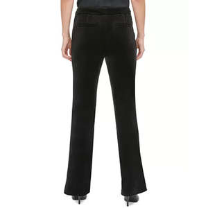 Pantaloni Calvin Klein da Donna in Velluto Nero, Stile Svasato a Matita, Vita Media, Traspiranti, Eleganti, con Effetto Stropicciato, Taglia XL - Product Image 2