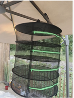 2/8 niveaux extérieur pliable suspendu fermeture éclair séchage panier filet sac herbes fleurs bourgeons poisson légumes etc respirant maille plante support