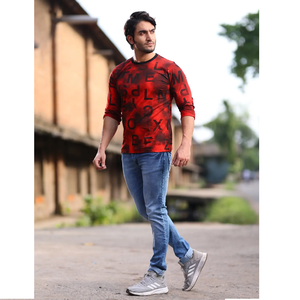 Camiseta mercerizada de algodón 100% de primera calidad, manga larga, cuello redondo, elegante, cómodo, duradero, armario, diseño impreso esencial - Product Image 1