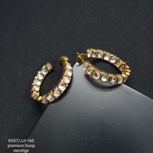 Elegante diseñador Kundan Polki piedra aro pendientes tradicional de moda de alta calidad joyería pendientes para mujeres y niñas - Product Image 1