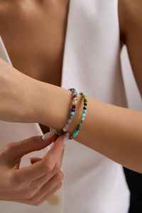 Bracelet de cheville en perles de pierres précieuses facettées pour femme, cadeau de Noël - Product Image 4