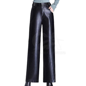 Pantalones Anchos de Cintura Alta para Mujer, Pantalones de Pierna Ancha de Buena Calidad, Pantalones de Cuero para Mujer 2025 Personalizados - Product Image 1