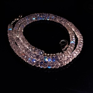 Ensemble collier et bracelet pour femme, perles rondes en pierre de lune naturelle blanche et bleue, style minimaliste, certifié par une tierce partie, collection vintage AAA - Product Image 3