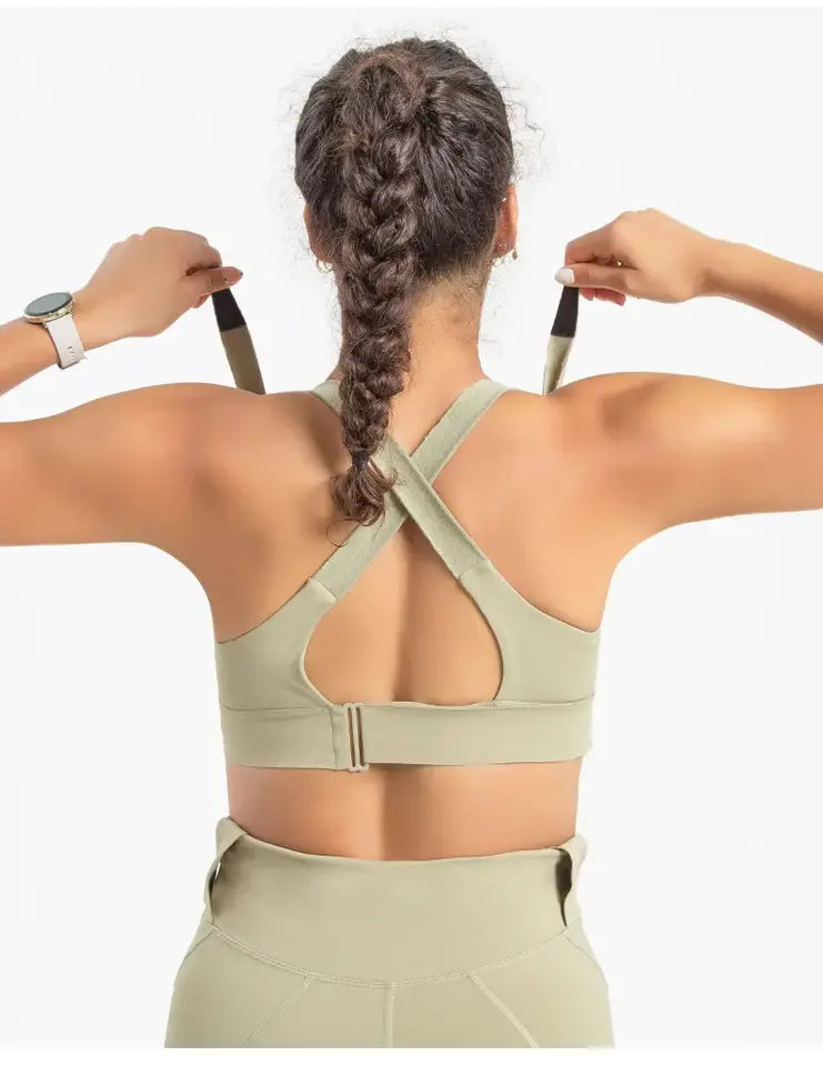 Soutien-gorge de sport antichoc pour dames Logo personnalisé Polyester Plus Size Vêtements de fitness pour femmes Soutien-gorge de yoga à soutien élevé