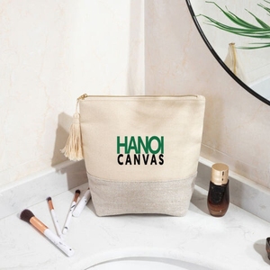 Vietnamese Manufacturer's Custom Printed Logo Zipper <b>Makeup</b> Bag Cotton Canvas <b>Case</b> Multifunctional Cosmetic Bag BSCI Dot - Product Image 2