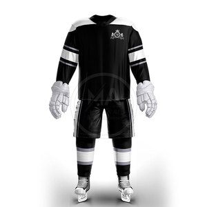 Tamaño personalizado 100% poliéster de alta calidad de secado rápido transpirable conjuntos de uniformes de hockey sobre hielo para adultos en stock - Product Image 1