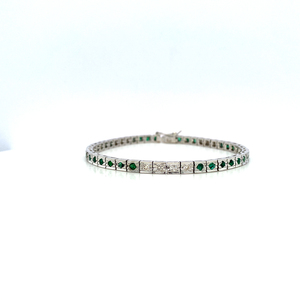 Pulsera de Tenis de Plata de Ley 925 con Diamantes y Esmeraldas para Regalo y Uso en Fiestas para Mujeres - Product Image 1