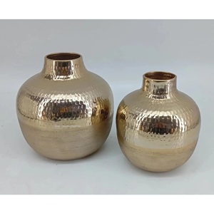 Vase à fleurs en métal aluminium design élégant pour décoration de fêtes de mariage en plein air pots de fleurs dorés Vases en métal - Product Image 2