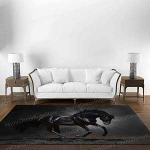 Alfombra con Estampado de Caballo Negro - Alfombra Moderna para Interiores, Oficina, Estilo Loft, Alfombra de Animales, Alfombra Gobelino - Product Image 1