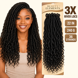 Extensiones de Cabello Sintético al por Mayor, Estilo River Locs, 22 Pulgadas, 240g, 36 Mechones, con Puntas Rizadas, Estilo Boho - Product Image 1